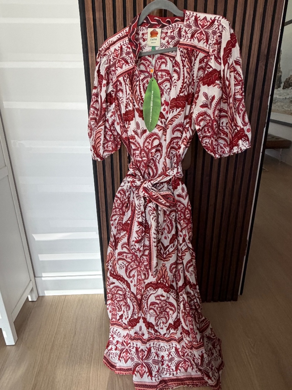 FARM Rio Red and White Paisley Maxi Dress